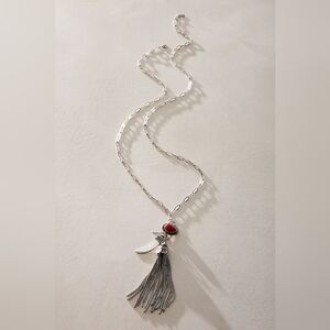 Free People Dandee Long Necklace In Silver & Agate NWT
